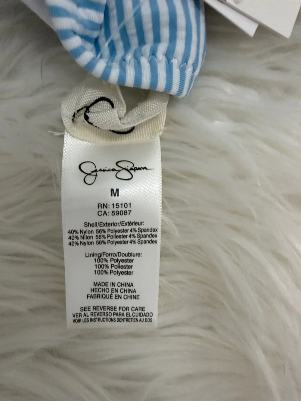 Jessica Simpson Light Blue & White Striped One-Piece Swimsuit size small NWT
